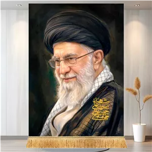 کتیبه مخمل تمثال آیت الله سید علی خامنه ای رهبر شهید