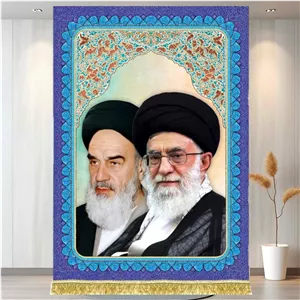 کتیبه مخمل تصویر آیت الله خامنه ای و امام خمینی