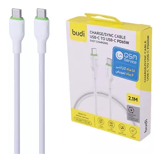 کابل دو سر تایپ سی فست شارژ 65 وات بودی DC261TT21 طول 2.1 متر