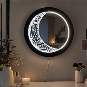 آینه دکوراتیو هلال ماه ، آینه ماه با نور LED ،دکور اتاق خواب 