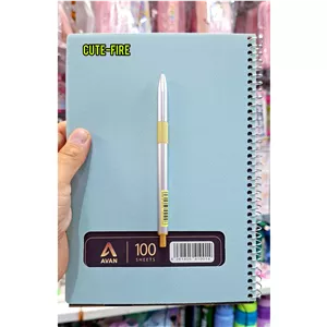 دفتر 100 برگ پاستیلی و ساده جلد طلقی پنجره دار سیمی برند آوان کاغذ 70 گرم با کیفیت دفتر مشق