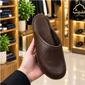 نعلین چرم طبیعی جلو گرد مردانه