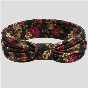 هدبند اسکلتی مدل Skulls & Floral کد ICH-26F0352