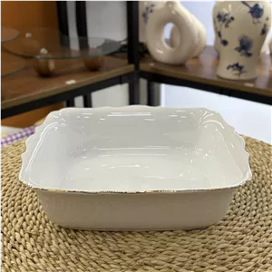 کاسه خورشت چینی سفید لب طلا