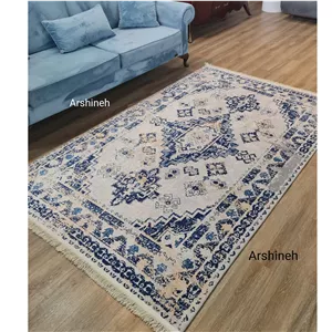 فرشینه مخمل شنل ترک وینتیج کرم آبی U498