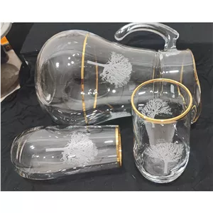 پارچ لیوان مدل لب طلای تک درخت