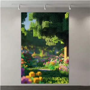 پوستر طرح بازی Minecraft مدل جنگل و گلهای بهاری کد DV3268