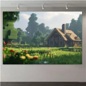 پوستر طرح بازی Minecraft مدل کلبه و مزرعه کد DV3285