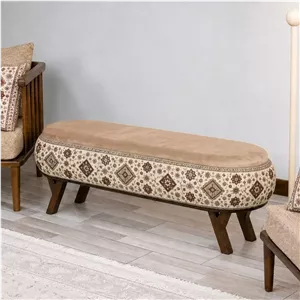 پاف نیمکتی نقش آکام چوب طرح کاشانه سایز 120