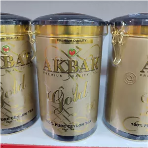 چای سیاه اکبر مدل گلد قوطی فلزی 450 گرمی 
