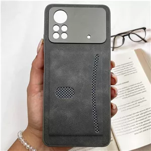 قاب گوشی Poco X4 Pro 5G شیائومی Smart Wallet جاکارتی چرم اورجینال کربن اسپرت محافظ لنز دار تیتانیوم کد 379070