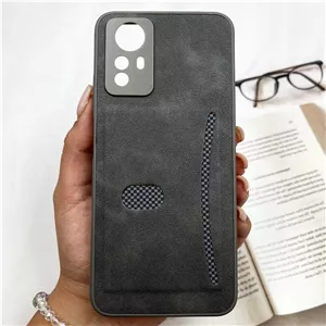 قاب گوشی Redmi Note 12S شیائومی Smart Wallet جاکارتی چرم اورجینال کربن اسپرت محافظ لنز دار تیتانیوم کد 336107