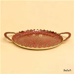 سینی برنجی میناکاری طرح تاج