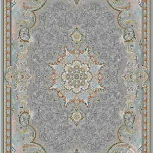 فرش قیطران 1200 شانه کلکسیون مهناز طرح پانیذ زمینه فیلی و کرم فرش گل برجسته قیطران اصل