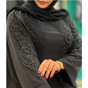 مانتو عبایی جواهر دوزی قلب و دایره با بند تنظیم کد 478 حدیث