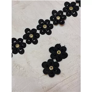  خرجکار گل مشکی با نگین و حلقه طلایی، طرح خاص و شیک