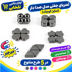 آهنربای جفتی مدل صدا دار (سایز کوچک) آهنربا دو قلو جیر جیرکی،آهن ربای بازی صدادار ضداسترس نوستالژی،در 5 طرح متنوع 
