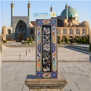 تابلو قلم زنی عمودی 20در55 سانتی با قاب مینیاتوری 