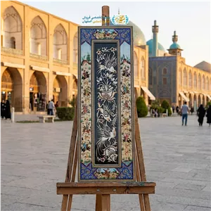 تابلو قلم زنی 20در55 سانتی با قاب چوگان 