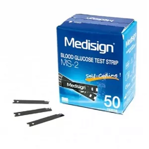 نوار تست قند خون مدیساین مدل MS-2 سازگار با دستگاه مدیساین MM1100 بسته 50 عددی