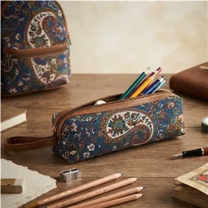 جامدادی طرح ترمه رنگ آبی 