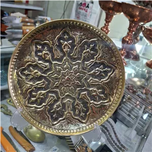 بشقاب برنجی قلمزنی 