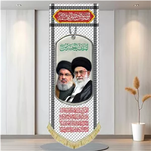 کتیبه مخمل تصویر آیت الله سید علی خامنه ای و حسن نصرالله