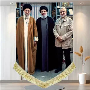 کتیبه مخمل تصویر آیت الله خامنه ای و حاج قاسم سلیمانی و سید حسن نصرالله