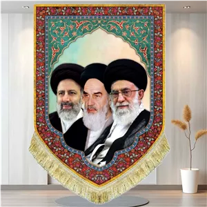 کتیبه مخمل تمثال آیت الله خامنه ای و امام خمینی و شهید رئیسی