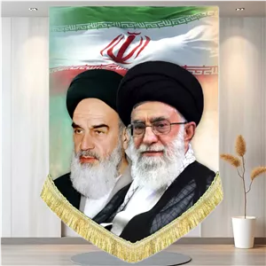 کتیبه مخمل تصویر آیت الله سید علی خامنه ای و امام خمینی