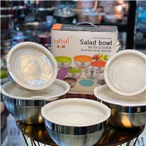 لگن 5پارچه استیل ساده درب دار