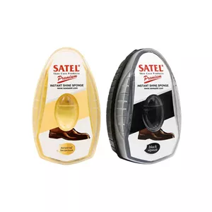 واکس مشکی  بی رنگ اسفنجی براقکننده فوری کیف و کفش SATEL