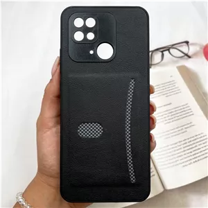 قاب گوشی Redmi 10CRedmi 10 PowerPoco C40 شیائومی Smart Wallet جاکارتی چرم اورجینال کربن اسپرت محافظ لنز دار مشکی ک