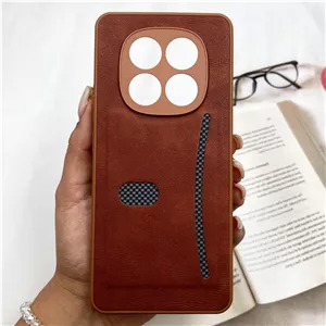 قاب گوشی Redmi Note 15 4G شیائومی Smart Wallet جاکارتی چرم اورجینال کربن اسپرت محافظ لنز دار عسلی کد 255595