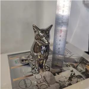 مجسمه روباه سرامیکی نقره ای