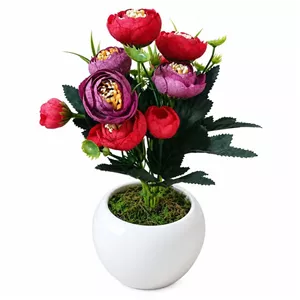 گلدان رومیزی به همراه گل مصنوعی مدل Royal Peony کد 237