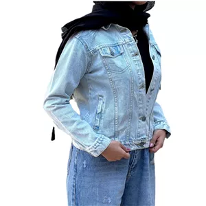 کت آبی روشن جین مدل جیب نما