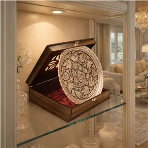 باکس هدیه بشقاب قلم زنی مسی (گارانتی 120 ماهه) 