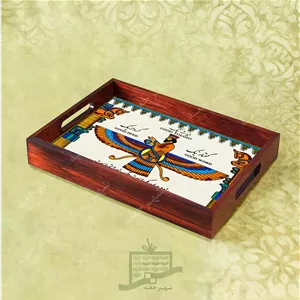 سینی چوبی (طرح C2.1.32)- پذیرایی لاکچری، ضد آب، سنتی، تنقلات، سرو، کاشی
