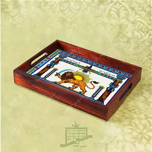 سینی چوبی (طرح C9.1.32)- پذیرایی لاکچری، ضد آب، سنتی، تنقلات، سرو، کاشی