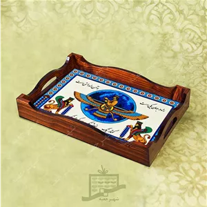 سینی چوبی (طرح C4.2.32)- پذیرایی لاکچری، ضد آب، سنتی، تنقلات، سرو، کاشی