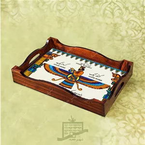سینی چوبی (طرح C2.2.32)- پذیرایی لاکچری، ضد آب، سنتی، تنقلات، سرو، کاشی