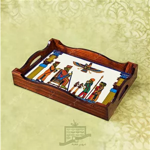 سینی چوبی (طرح C1.2.32)- پذیرایی لاکچری، ضد آب، سنتی، تنقلات، سرو، کاشی