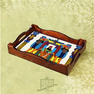 سینی چوبی (طرح C8.2.32)- پذیرایی لاکچری، ضد آب، سنتی، تنقلات، سرو، کاشی