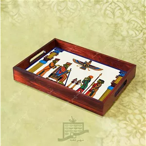 سینی چوبی (طرح C1.1.32)- پذیرایی لاکچری، ضد آب، سنتی، تنقلات، سرو، کاشی