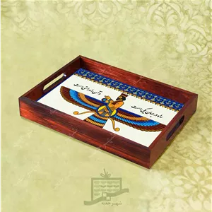 سینی چوبی (طرح C6.1.32)- پذیرایی لاکچری، ضد آب، سنتی، تنقلات، سرو، کاشی