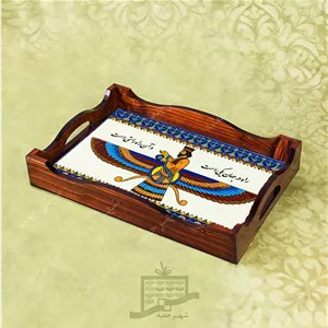 سینی چوبی (طرح C6.2.32)- پذیرایی لاکچری، ضد آب، سنتی، تنقلات، سرو، کاشی