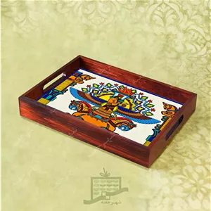 سینی چوبی (طرح C3.1.32)- پذیرایی لاکچری، ضد آب، سنتی، تنقلات، سرو، کاشی