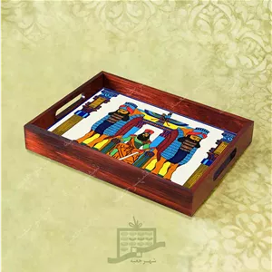 سینی چوبی (طرح C8.1.32)- پذیرایی لاکچری، ضد آب، سنتی، تنقلات، سرو، کاشی