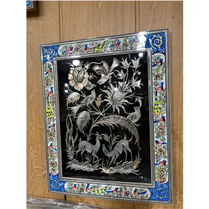 قاب تابلو 30 40 قلم زنی با طرح برجسته گل و مرغ 